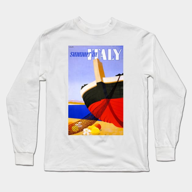 Vintage Travel Poster Summer in Italy Long Sleeve T-Shirt by vintagetreasure